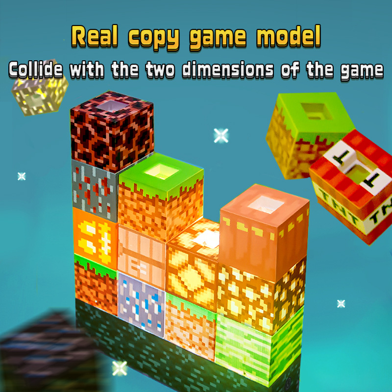 Nuevos productos transfronterizos de construcción de luces nocturnas luces de atmósfera decoraciones de escritorio DIY cuadrado bloques novedad empalme lámpara de escritorio USB