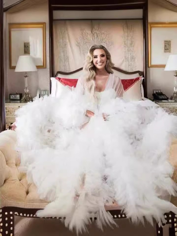 Fashion cardigan loose waist white bride wedding morning gown pregnant women art photo shoot blockbuster sexy evening dress women