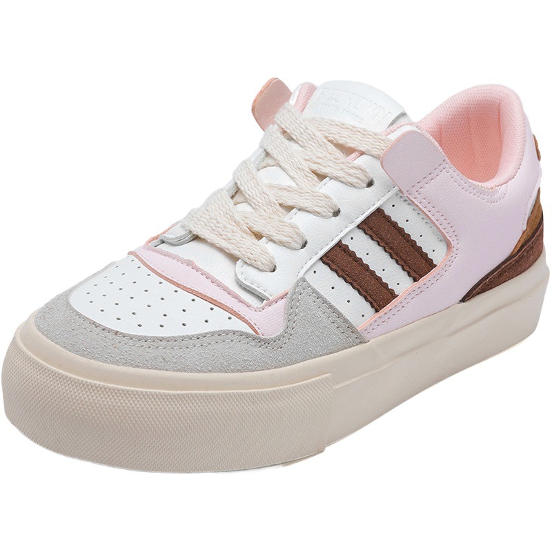 Baikuang estilo preppy zapatilla de deporte 2023 nuevo chocolate Rosa zapatos de skate nicho chic plataforma casual zapatos de mujer