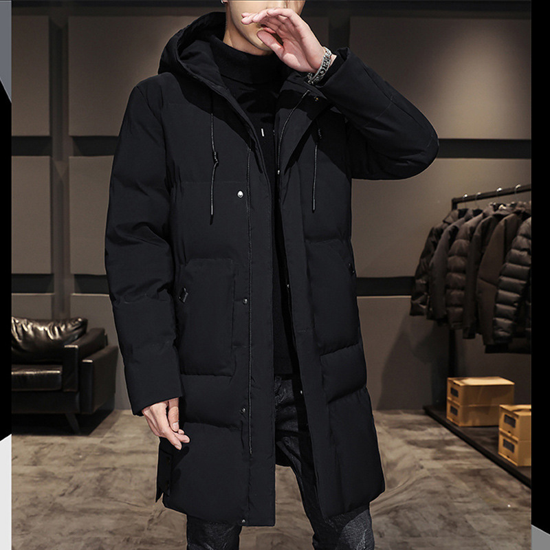 Trajes de algodón transfronterizos de pluma para hombres de invierno nuevos trajes de algodón de tamaño grande ocio grueso chaqueta con capuchón cálida de moda para hombres