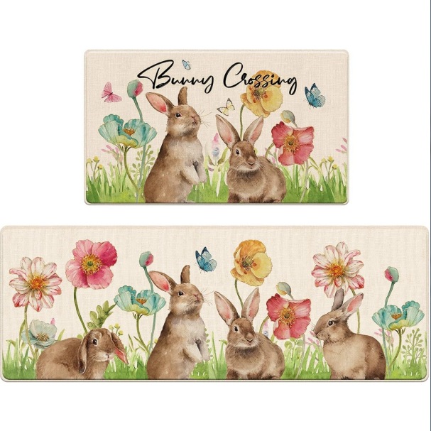 Easter Egg Crystal Velvet Floor Mat Non-slip Kitchen Door Rug_voghion.com