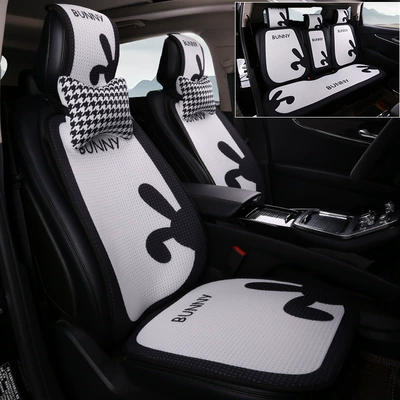 New Car Seat Cushion, Universal for — Seat cushion, seat cover - houndstooth-white-rabbit-five-seater-complete-car-set-2-neck-pillows-honeycomb