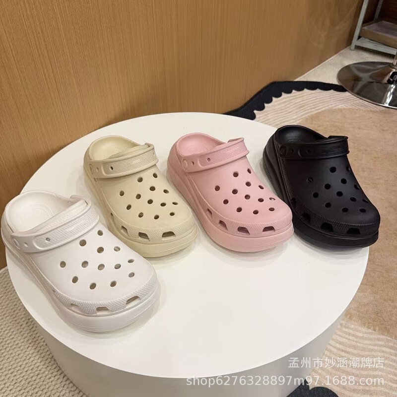 Cros Factory Direct Sales Clogs, Mid-Heel Non-Slip Sandals, Little Whale Puff Outdoor Women's Slippers, Bulk Purchase Discount Available