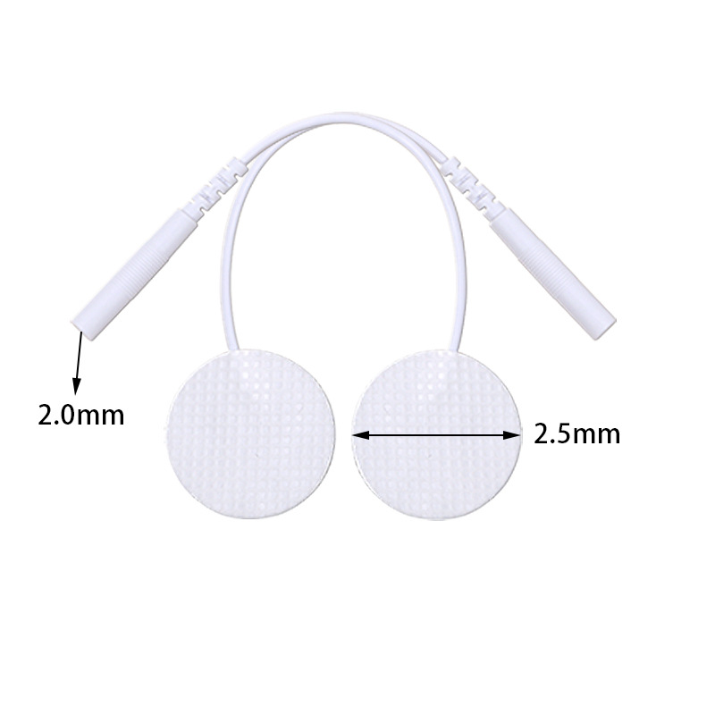 Redondo de 25mm tipo aguja pequeña hoja de electrodo de tela no tejida pie de electrodo autoadhesivo tipo de parche de masaje tipo cable