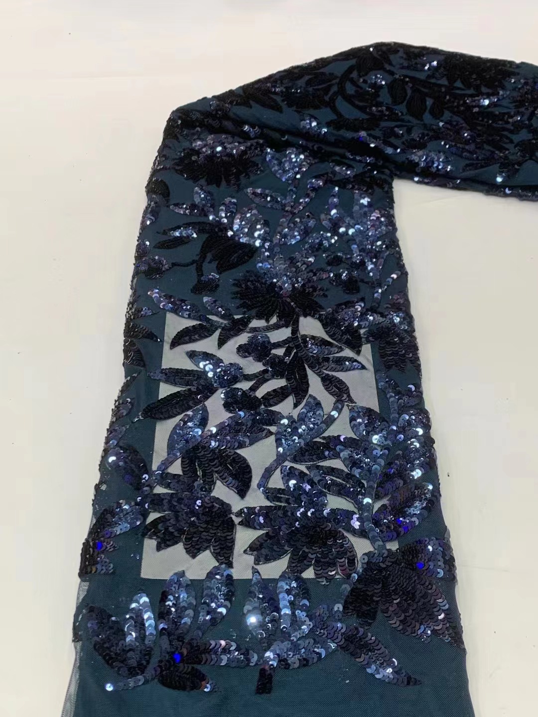 En stock planta flor lentejuelas malla cuentas bordado ropa vestido de boda tela laceJX3462