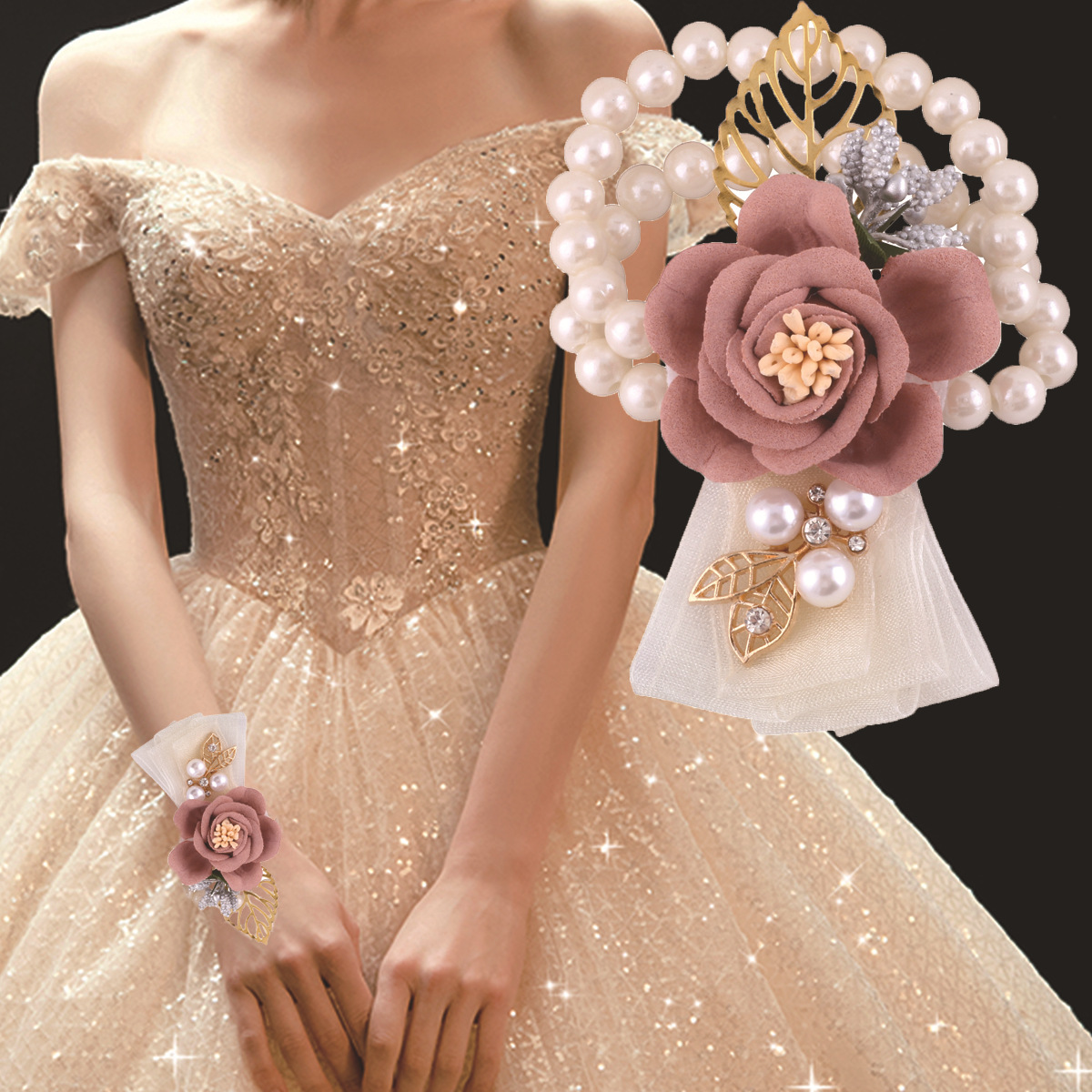 fuchsia wrist flower for bride
