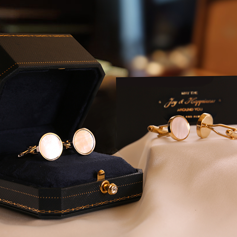 Casual Mother-Of-Pearl Cufflinks for Men, Accessible Luxury, Fashionable French Shirts, Suits, Classy Cufflinks, Customized Niche Birthday Gifts