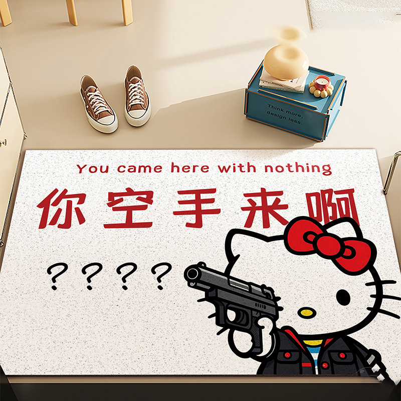 入户门地垫卡通风刮泥蹭土防滑地垫进门pvc可裁剪丝圈地垫可代发|undefined