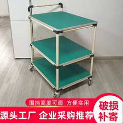 ハードウェアリーンパイプカート、帯電防止作業台、移動式トロリー、工場用二層ホイール付き帯電防止ターンテーブルカート