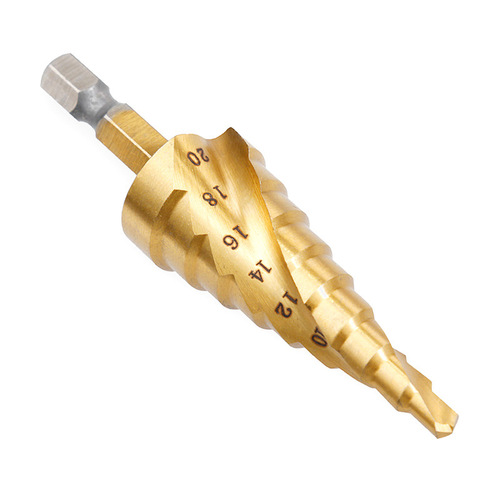 Hexagonal handle spiral pagoda drill bit set positioning punch center punch tool wholesale titanium plated reaming step drill bit