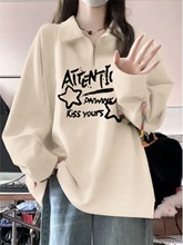 青少年长袖polo领拉链卫衣少女大童春秋加厚初中高中学生宽松上衣