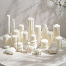 跨境热销创意北欧风极简线条纹蜡烛手工制作3D香薰造型蜡烛
