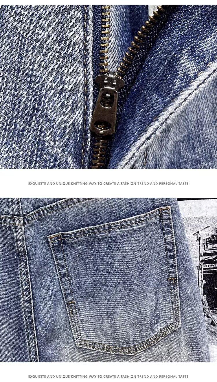 Men's Clothing Men's Ripped Denim Shorts Summer Wear Resistant Light Colored Elastic Comfortable Casual Retro Washed Handsome_mkmklike.com