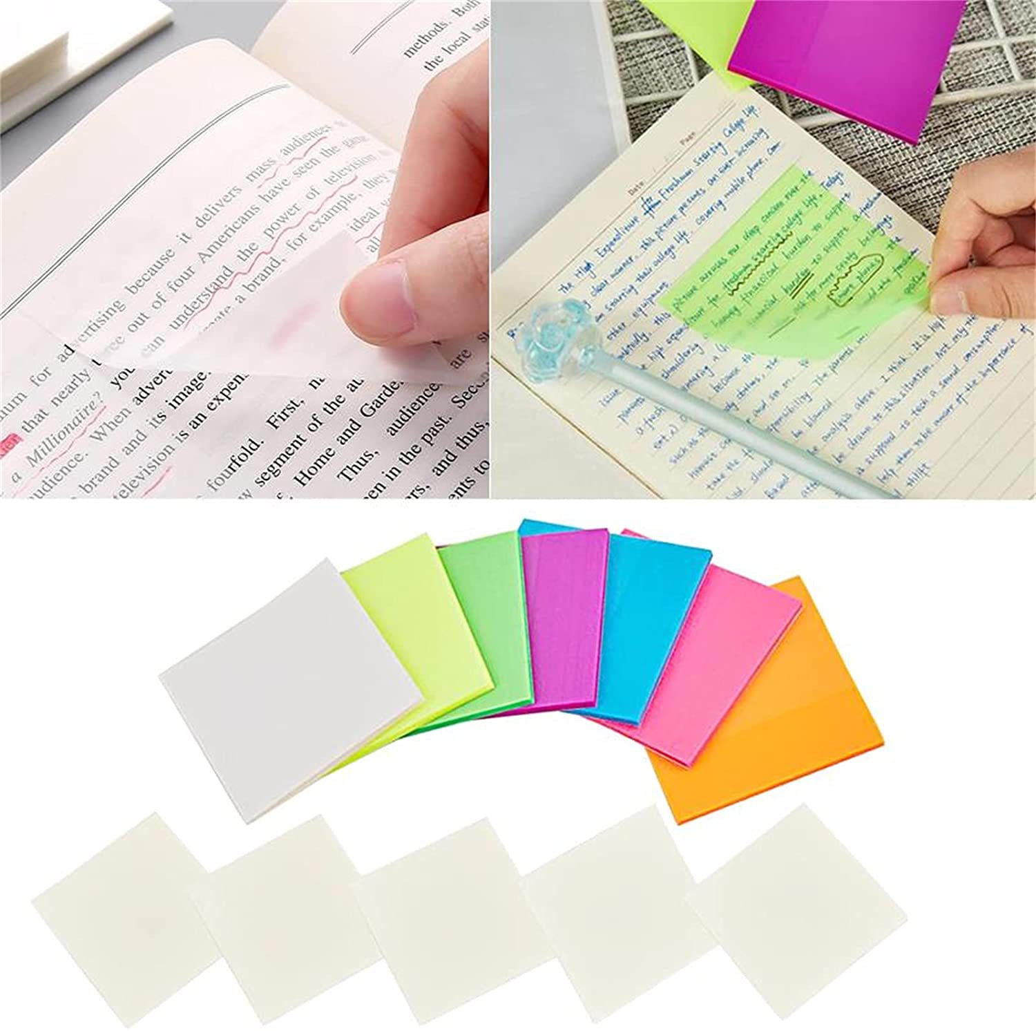 50 Sheets Colorful Waterproof PET Transparent Memo Sticky Note Paper Daily To Do It Check List Paperlaria School Stationery