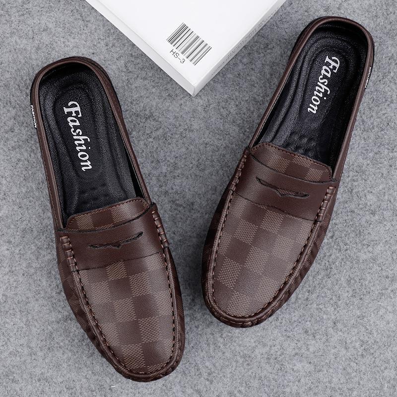 Zapatos de lujo ligero Bean para hombres de cuero genuino 2025 nuevos zapatos de estilo perezoso marca de moda impresión informal británica zapatos Lefour