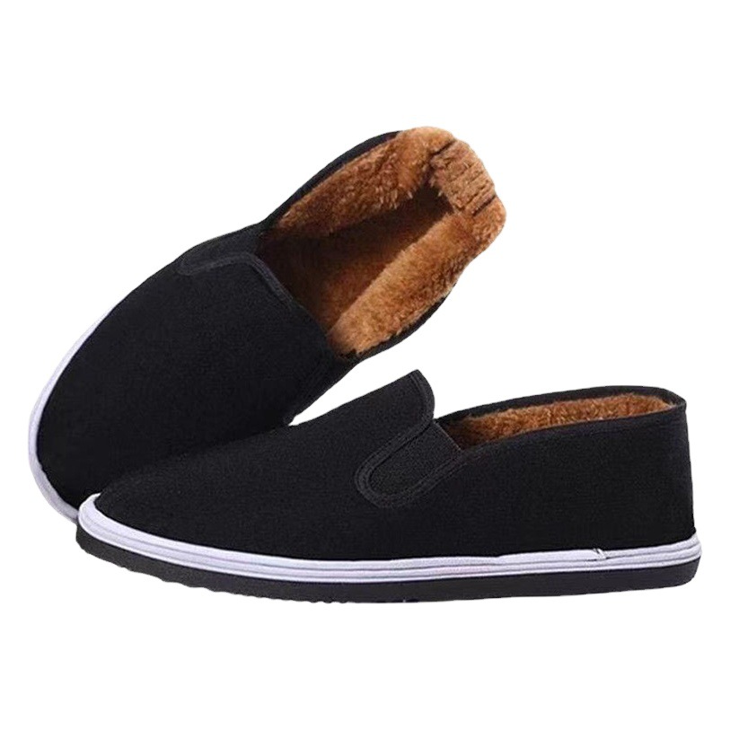 Old Beijing Cloth Shoes Men's Cold-proof Cotton Shoes Ox-tendon-soled Plastic Single Cloth Shoes Wear-resistant Casual Work Black Cloth Shoes for Autumn and Winter