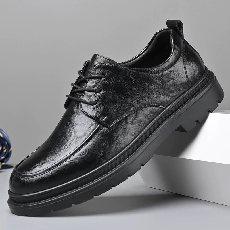 Весенние и осенние шнуровки новые мужские деловые повседневные кожаные ботинки на мягкой подошве