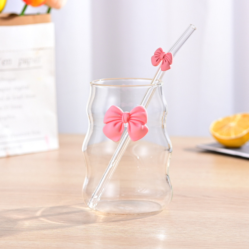 Taza en espiral Taza de bebida fría regordeta Taza de té con leche Taza de nube Taza de vidrio de café con pajita Taza de jugo de borosilicato alto