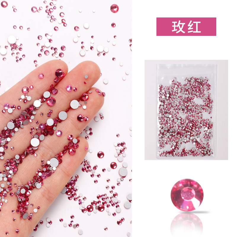 Joyería de uñas diamante plano transparente AB diamante DIY decorativo uñas rhinestone tamaño mezclado cristal diamante color 1440