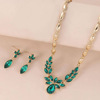 Necklace and earrings for bride, jewelry, European style, with gem