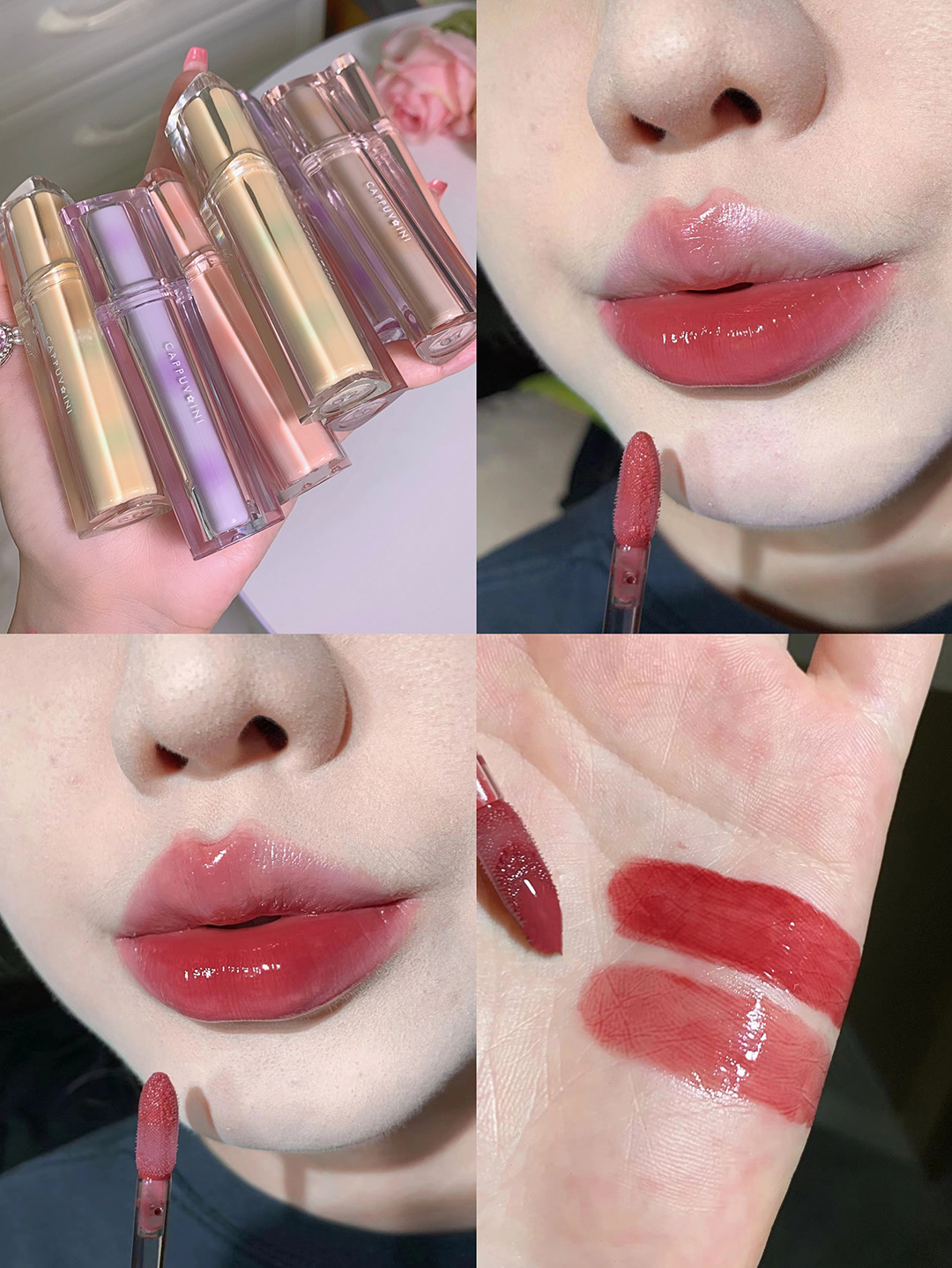 Capo Vini Ice Tea Mirror Surface Water Gloss Lip Gloss Lip Gloss Lip Gloss Glass Jelly Lip Triangular Transparent Tube Lip Gloss [Special Offer] undefined