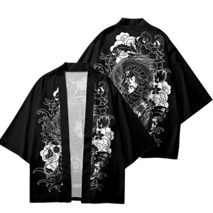 Cross-Border Hot-Selling Japanese Ukiyo-E Series Elements Cloak, Kimono, Robe, Versatile Cardigan, Three-Quarter Sleeve Shirt Wholesale