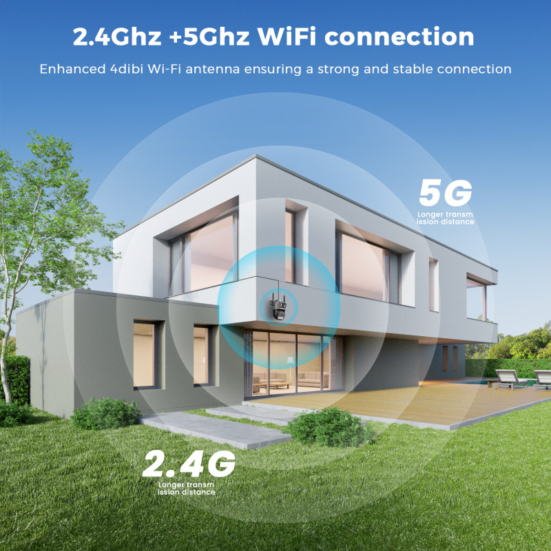 A22YQ 4K 10MP デュアルバンドガンボール連動双眼ワイヤレス WiFi 監視カメラ屋外フルカラー|undefined