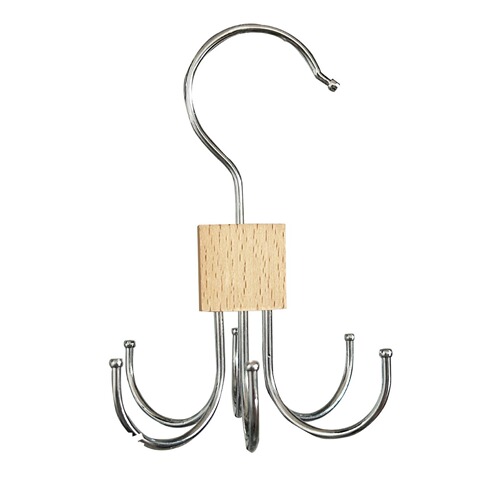 Bestselling Multi-functional Solid Wood Swivel Hex Hook Clothes Rack with Invisible Home Bag Scarf Storage Hook