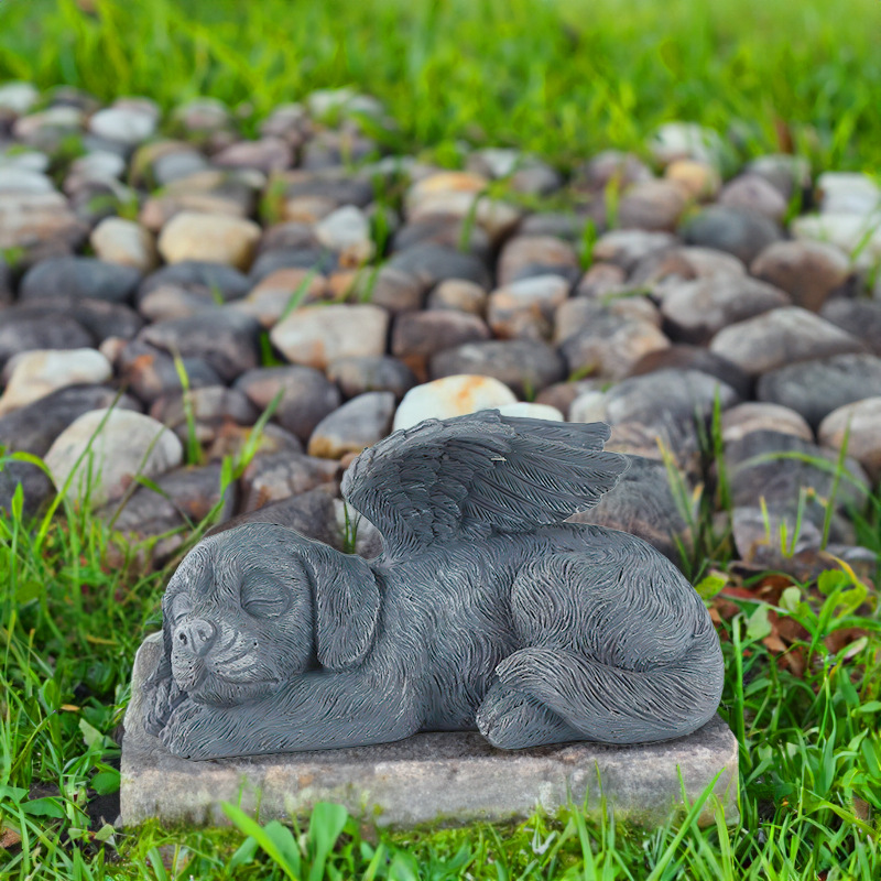  New Garden Creative Angel Cats and Dogs Ornaments Resin Pet Tombstone Memorial Stone Decoration Animal Statue