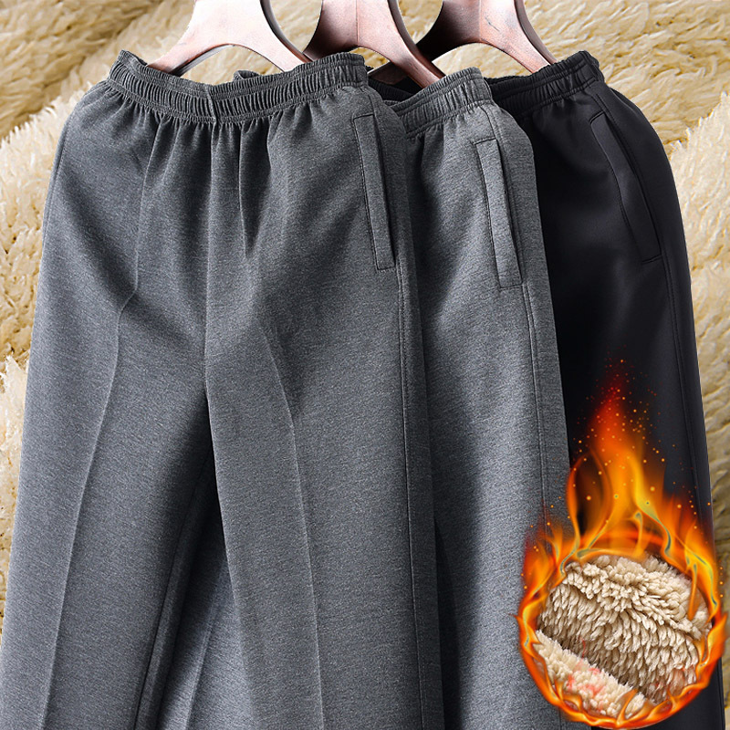Autumn and Winter Dad Pants Grandpa Casual Pants Middle-aged and Elderly Men's Sports Pants fleece-lined Thickened Middle-aged Men's Pants
