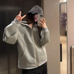 原单高品质miu家字母连帽卫衣外套新款休闲百搭上衣外套男女同款