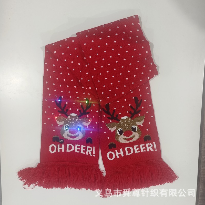 Spot árbol de Navidad sombrero bufanda con luz LED deslumbrante traje de dos piezas letras de punto animal jacquard fan bufanda