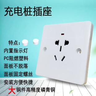 New Concealed Small Five-hole Socket Charging Pile Socket Battery Car Charging Station Panel Socket with Indicator Light
