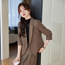 跨境高级感小西装外套女小个子春秋气质休闲职业西服套装裙两件套