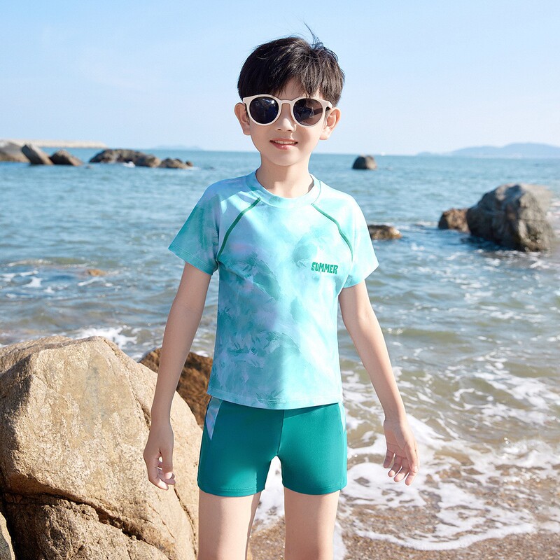 子供の水着の男の子の夏の長袖のワンピースの半袖の水着のズボンの小さい中の大きい子供の赤ちゃんの専門の速乾の水着|undefined