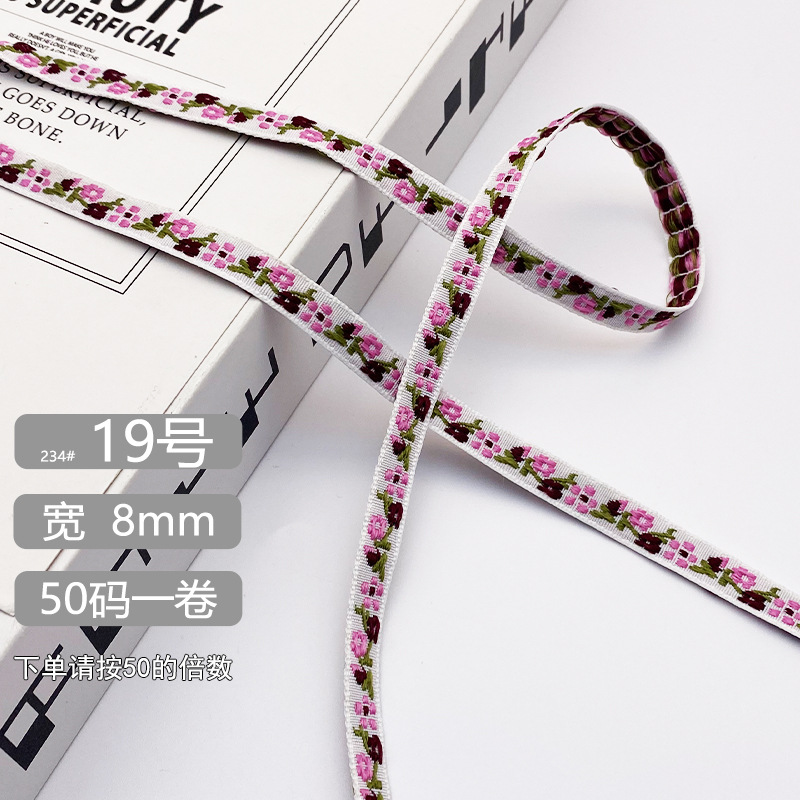 Chuanzhou ropa accesorios de encaje de poliéster jacquard banda 8MM flores decoración universal borde de zapatos accesorios gorra