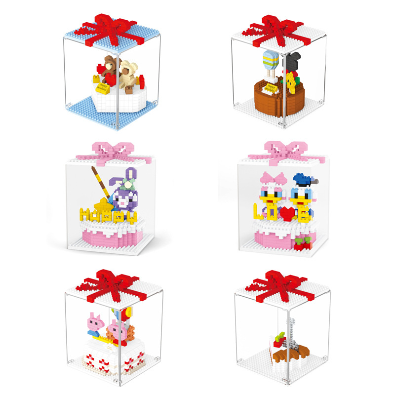 Torta de cumpleaños micro diamante pequeña partícula bloques construcción novias lindas regalo chica serie juguetes al por mayor regalos del estudiante