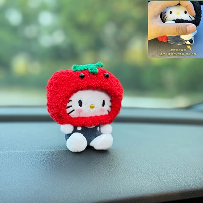 Console Car Interior Decorations – Car ornaments - little-blue-cat-with-persimmon-hat-ornament-round-base