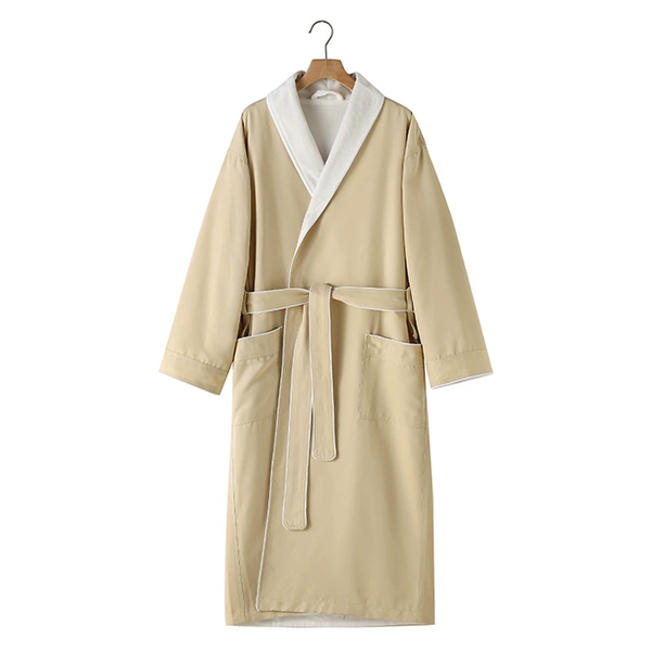 Gabardine bathrobe-apricot beige