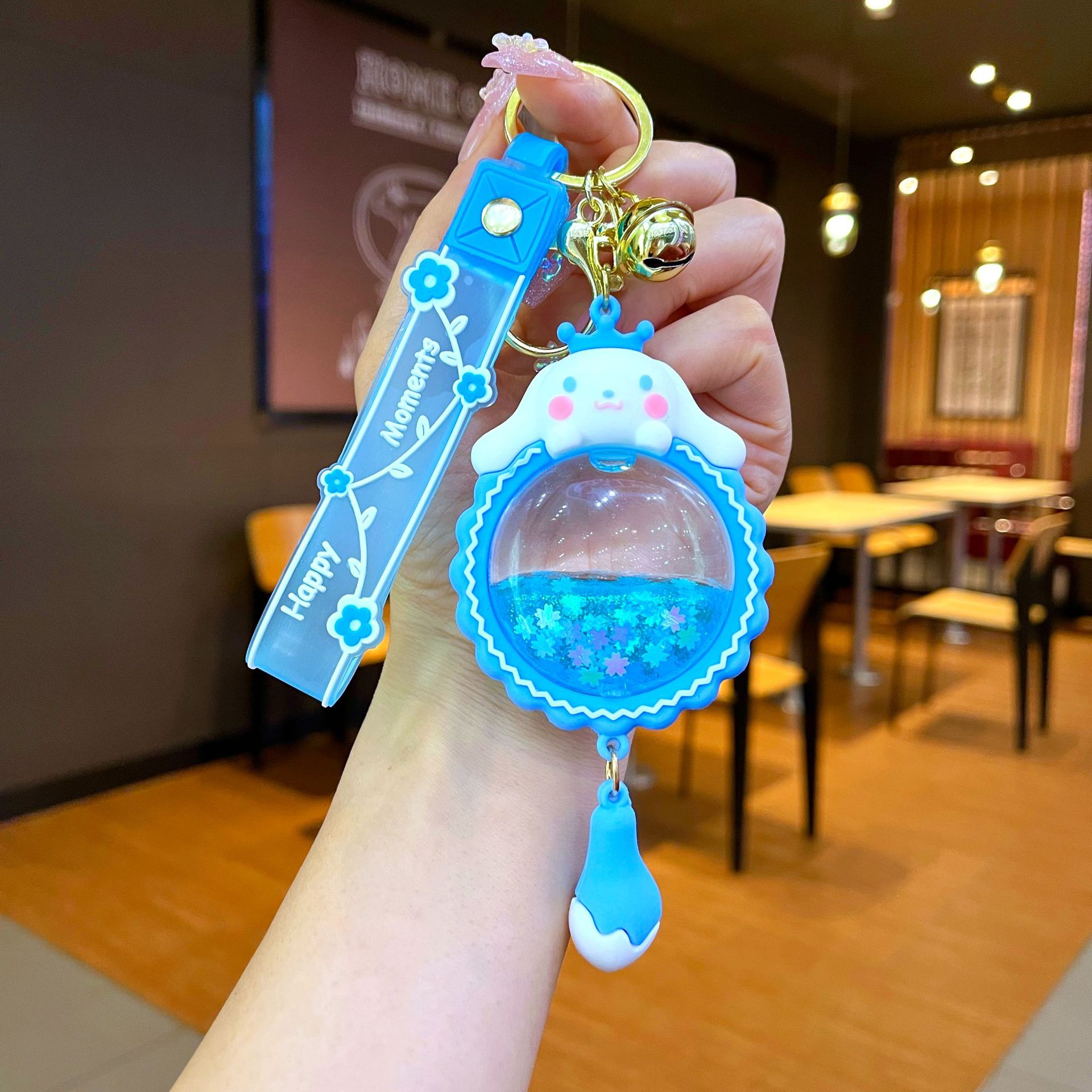 Nuevo llavero de dados luminosos con aceite, cuentas de burbujas, dados, colgantes de botella de arena de cristal, colgantes de bolsas al por mayor