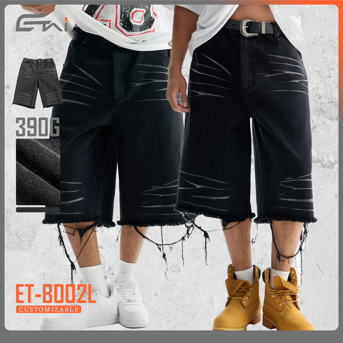 ETAI Hombre| 2024 nueva tendencia de alta calidad lavado con agua para hacer viejos pantalones de algodón pesado bordes molidos pantalones cortos de hombre