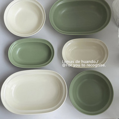 OCHO VENADO簡約好看的盤子ins風餐具西餐盤早餐盤橢圓飯盤面碗