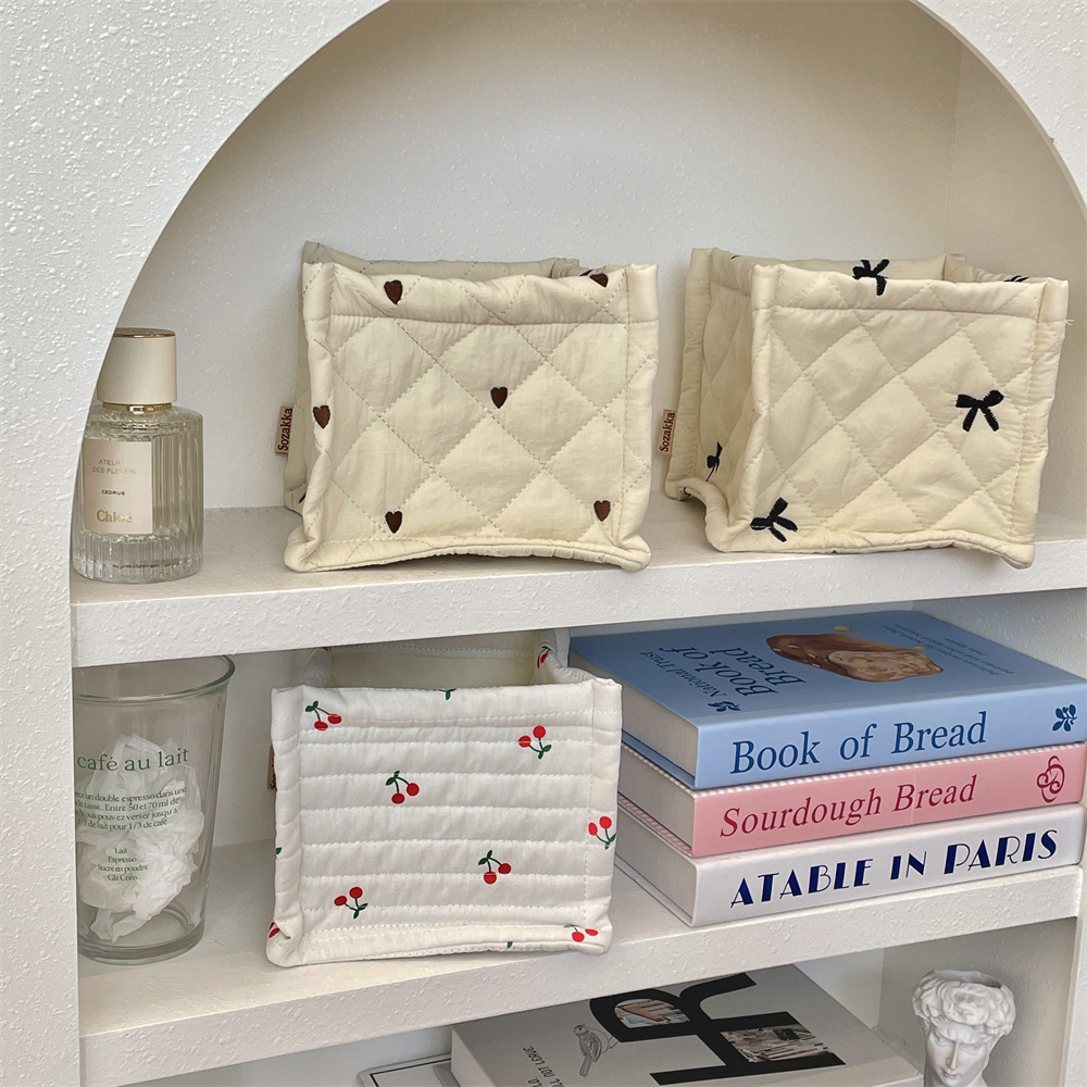 124g Weight Storage Basket Storage & Cleaning 1 Piece Quantity Polyester Material Cherry Pattern Cute Style Cute Cherry Polyester Storage Basket 1
