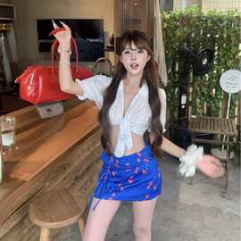 泳衣女分体休闲度假防晒外衫三件套裙款纯欲小香风比基尼一件代发
