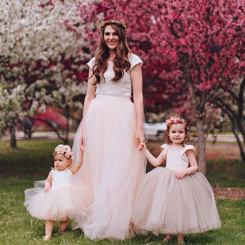 Популярная сетчатая юбка Amazon для родителей и детей, для мамы и дочки, детская многослойная юбка-петтинок, Цветочная юбка для девочек, цельная доставка