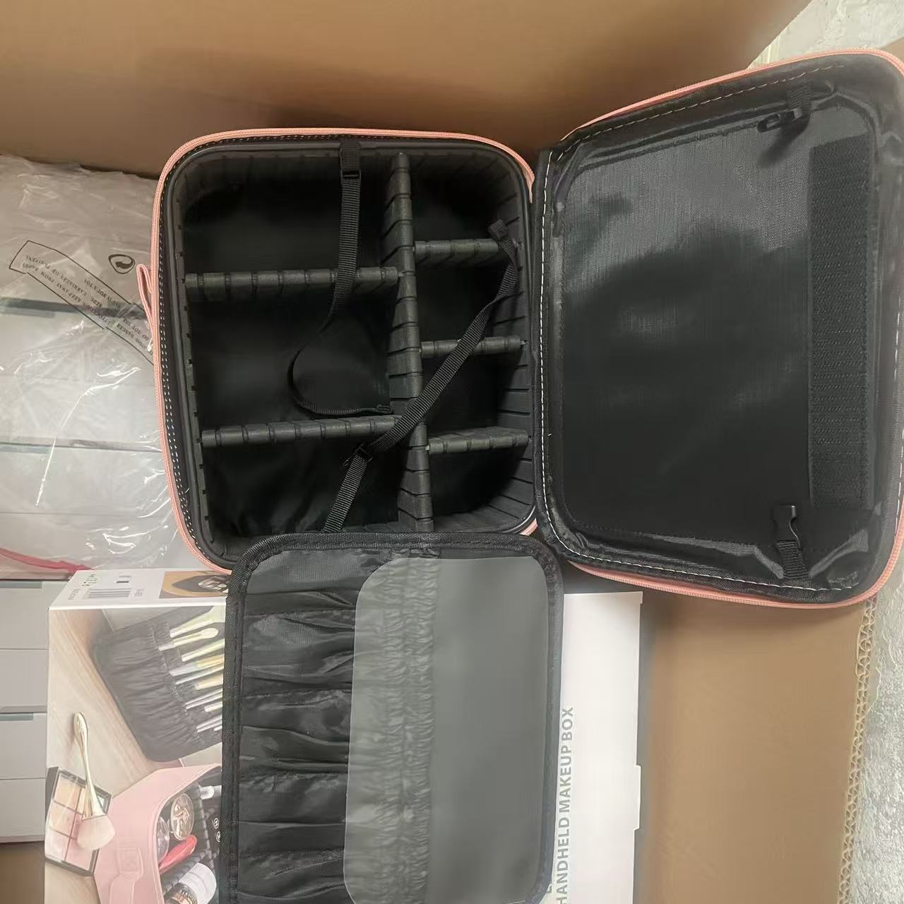 Espejo de Maquillaje con Luz LED, Bolsa de Almacenamiento para Maquillaje, Bolsa de Viaje Portátil de Gran Capacidad de Fábrica