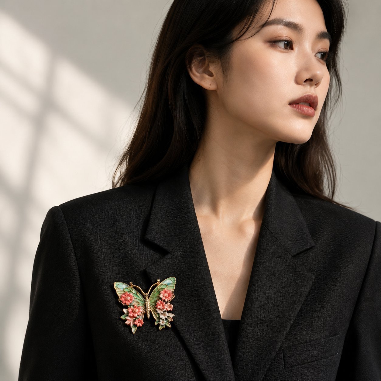 European and American Cross-Border Rhinestone-Encrusted Simulated Butterfly Enamel Elegant and Exquisite Light Luxury High-End Decorative Brooch Accessories