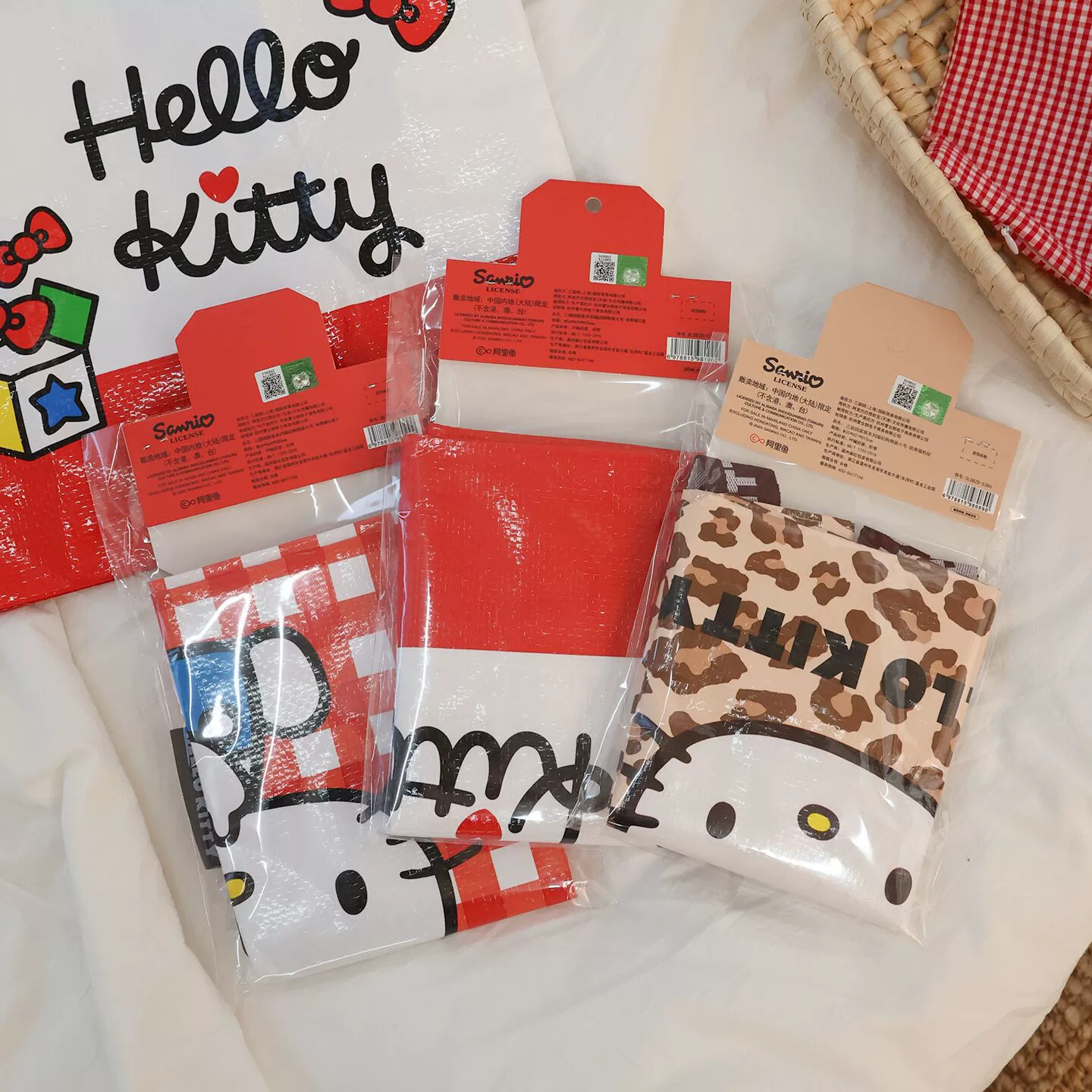 Hello kitty, настоящая ткацкая ручная сумка для покупок, складывающаяся сумка через плечо