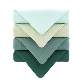 2025欧美外贸纱布纯色方巾洗脸巾婴儿双层面巾纱布婴儿四季批发