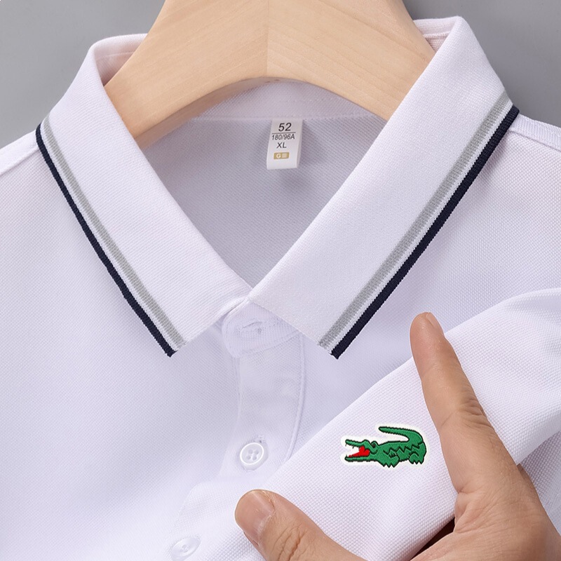 Cross-Border Amazon Summer Business Casual Men's Polo Short-Sleeved Shirt with Small Fish Embroidery Logo, Comfortable and Versatile Top Cross-Border Amazon Summer Business Casual Men's Polo Short-Sleeved Shirt with Small Fish Embroidery Logo, Comfortable and Versatile Top